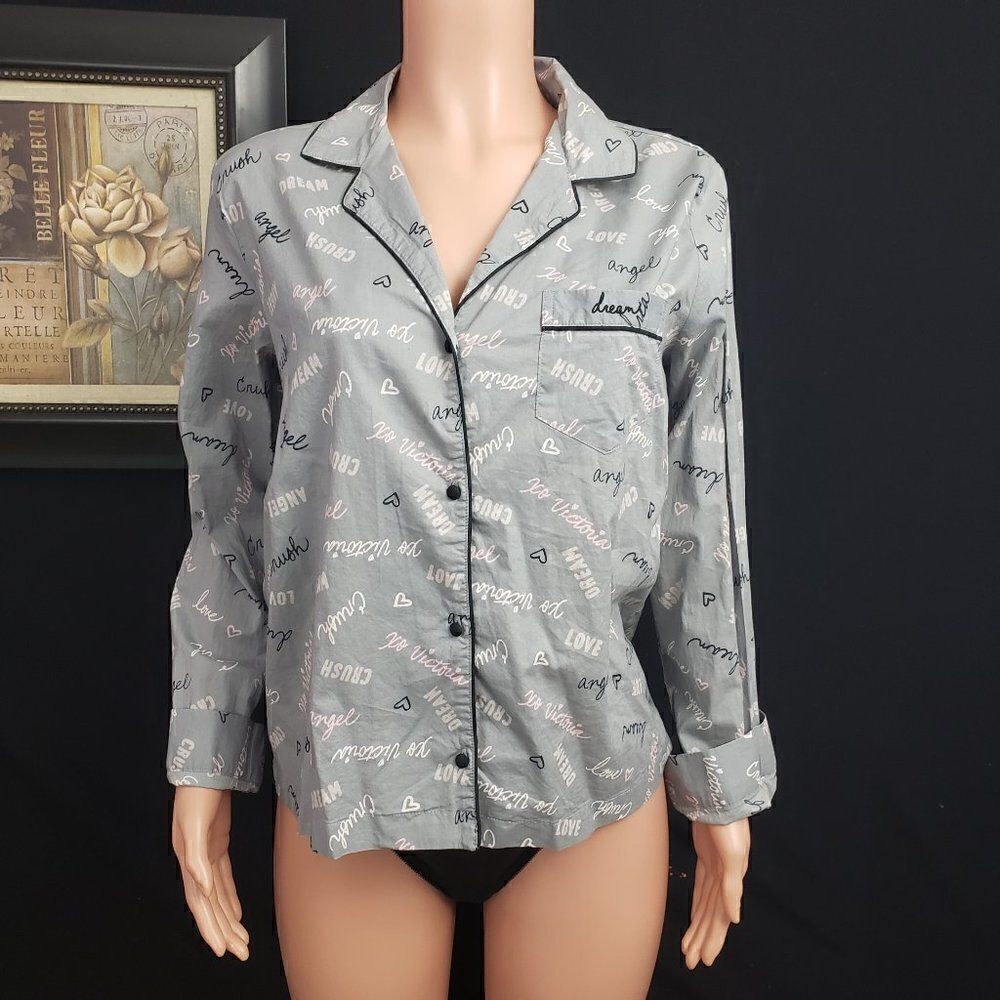 VS Love Angels Script Logo Pajama Jacket Medium